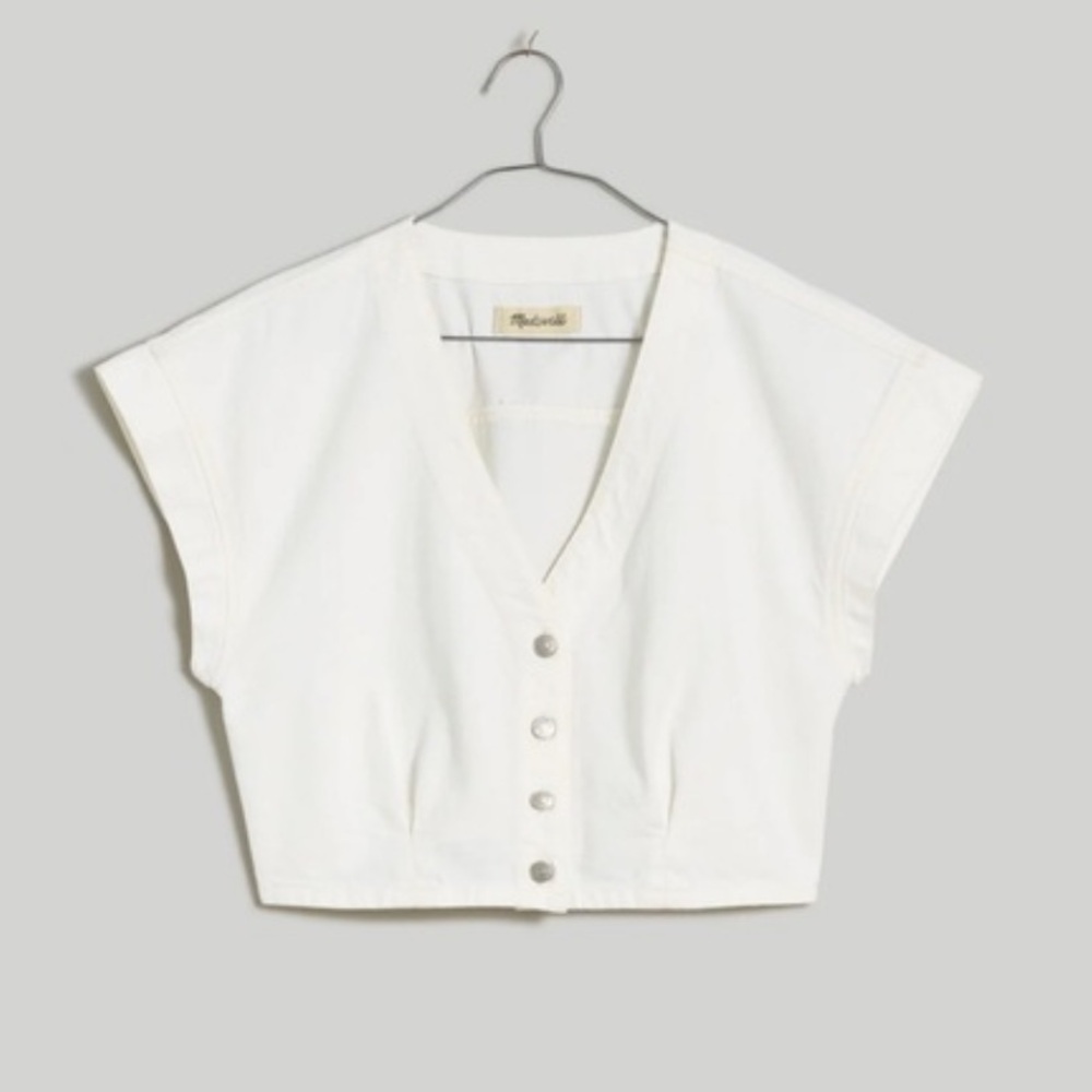 Madewell Denim Cap Sleeve Crop Top
